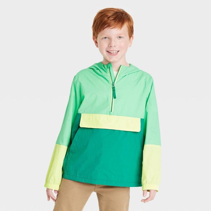 Boys' Popover Anorak Spring Unlined Windbreaker Jacket - Cat & Jack Green