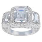 Journee Collection 2 1/10 Ct. T.w. Princess-cut Cz Basket Set Polished Engagement Ring In Sterling Silver - Silver,