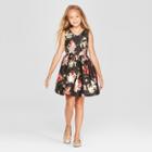 Plus Size Mia & Mimi Girls' Floral Shine Dressy Dress - Black