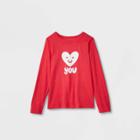 Kids' Adaptive Valentine's Day Long Sleeve Graphic T-shirt - Cat & Jack Red