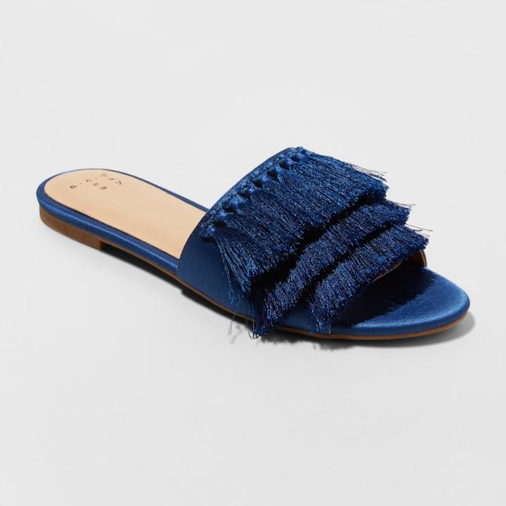 Women's Benetta Tassle Slide Sandals - A New Day Navy (blue)