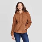 Women's Long Sleeve Crewneck Sherpa Sweatshirt Hoodie - Universal Thread Brown