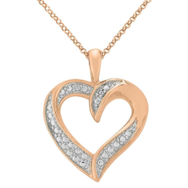 Target Diamond Accent Heart Pendant In Rose Gold Plated Brass (ij-i2-i3), Girl's