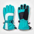 Girls' Ski Gloves With Reflective Piping - All In Motion Turquoise