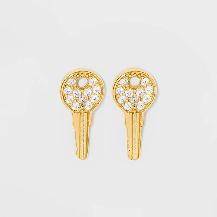 Sugarfix By Baublebar Crystal Key Delicate 14k Earrings - Gold