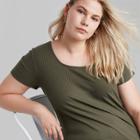 Women's Plus Size Short Sleeve Knit Dress - Wild Fable Olive Green 1x, Green Green