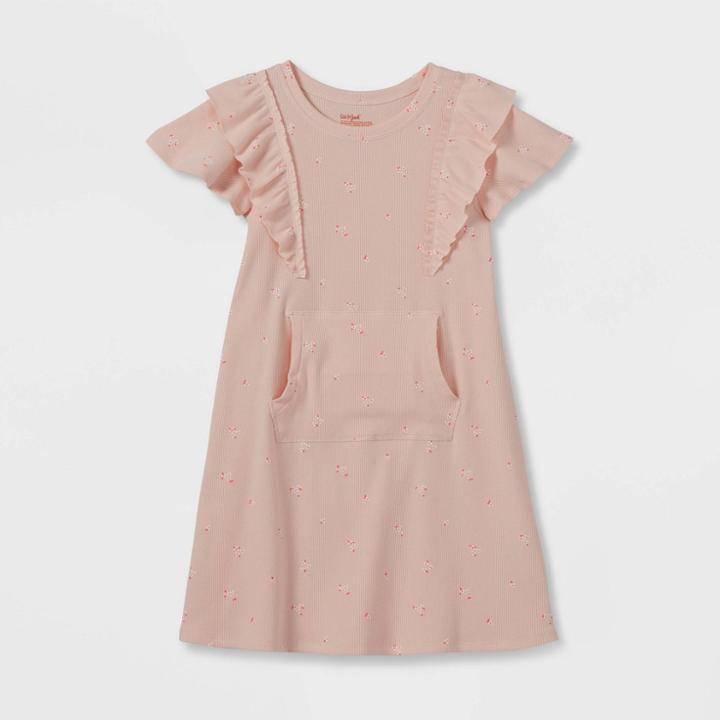 Girls' Adaptive Ruffle Sleeve Dress - Cat & Jack Light Peach