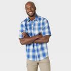 Wrangler Men's Atg Short Sleeve Plaid Button-down Shirt - Sodalite Blue