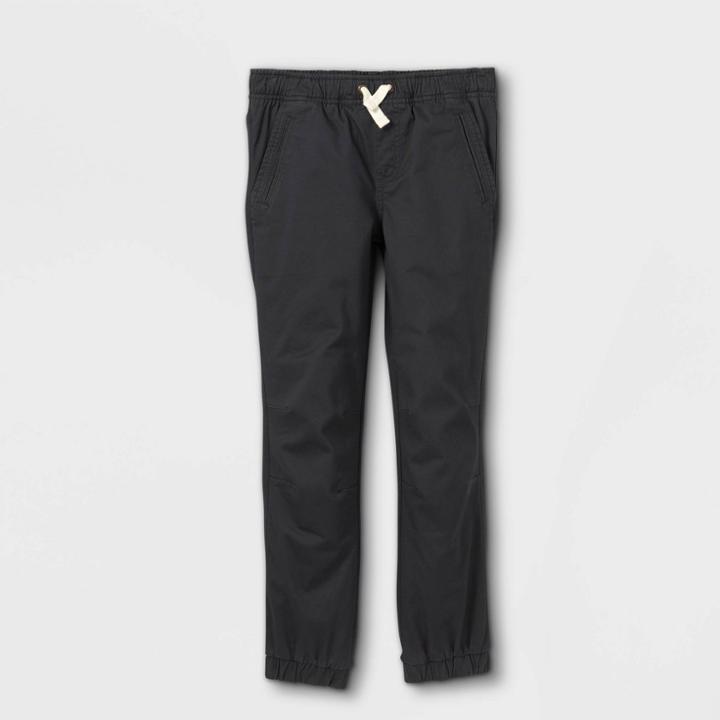 Boys' Knit & Woven Pull-on Chino Joggers - Cat & Jack Charcoal Gray