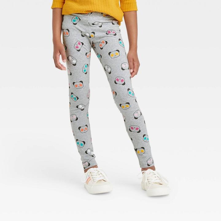 Girls' Panda Leggings - Cat & Jack Heather Gray