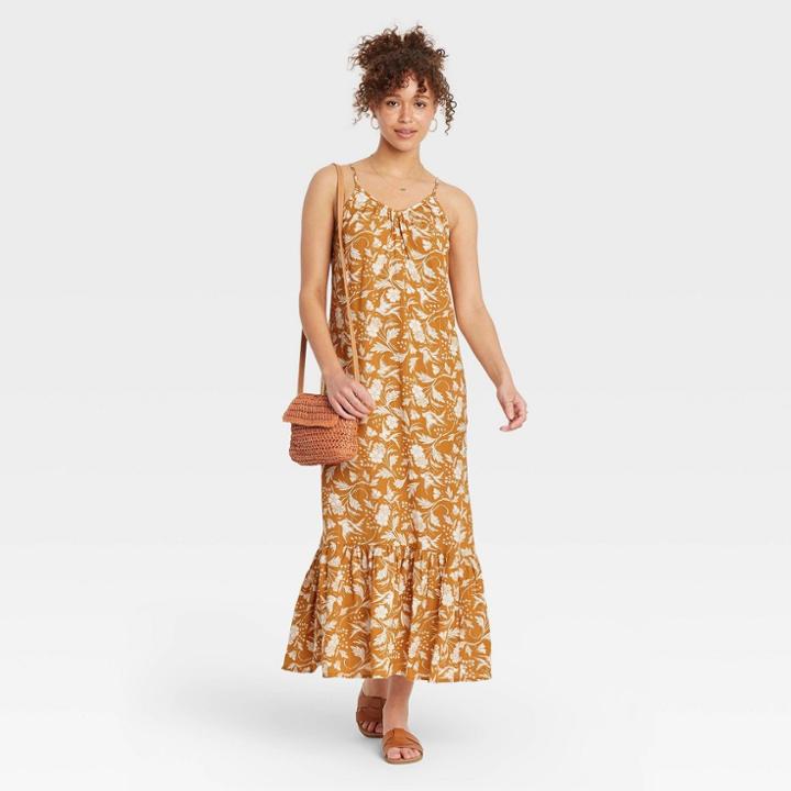 Women's Sleeveless Dress - Universal Thread Yellow Floral Print