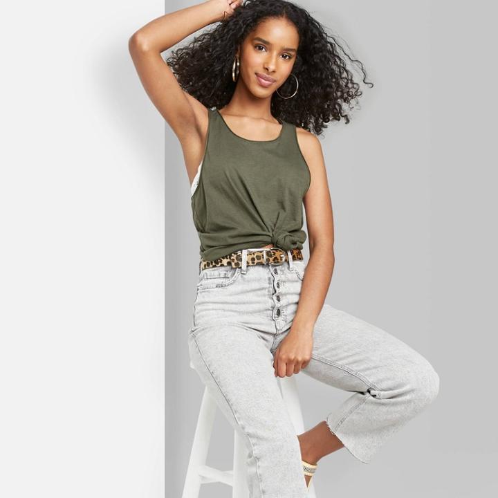 Women's Relaxed Fit Tank Top - Wild Fable Olive Green