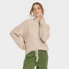 Women's Mock Turtleneck Seam Front Pullover Sweater - Universal Thread Tan