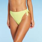 Women's Pique Textured High Leg Cheeky High Waist Bikini Bottom - Wild Fable Light Yellow Xxs