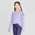 Girls' Keyhole Back Long Sleeve T-shirt - C9 Champion Lilac Purple L, Girl's, Size: Large, Purple Purple