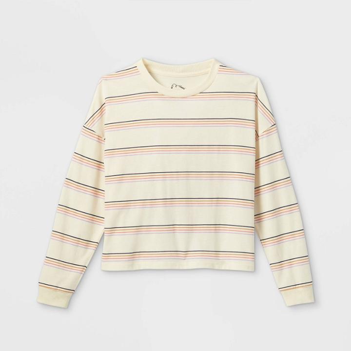 Girls' Boxy Graphic Long Sleeve T-shirt - Art Class Ivory