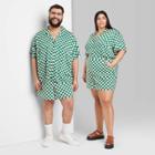 Plus Size Short Sleeve Camp Button-down Shirt - Wild Fable Emerald Green Check