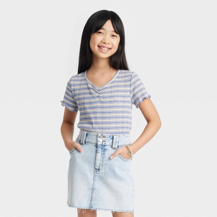 Girls' Cinch Front T-shirt - Art Class Blue