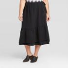 Women's Plus Size Midi Wrap Skirt - Universal Thread Black 1x, Women's,