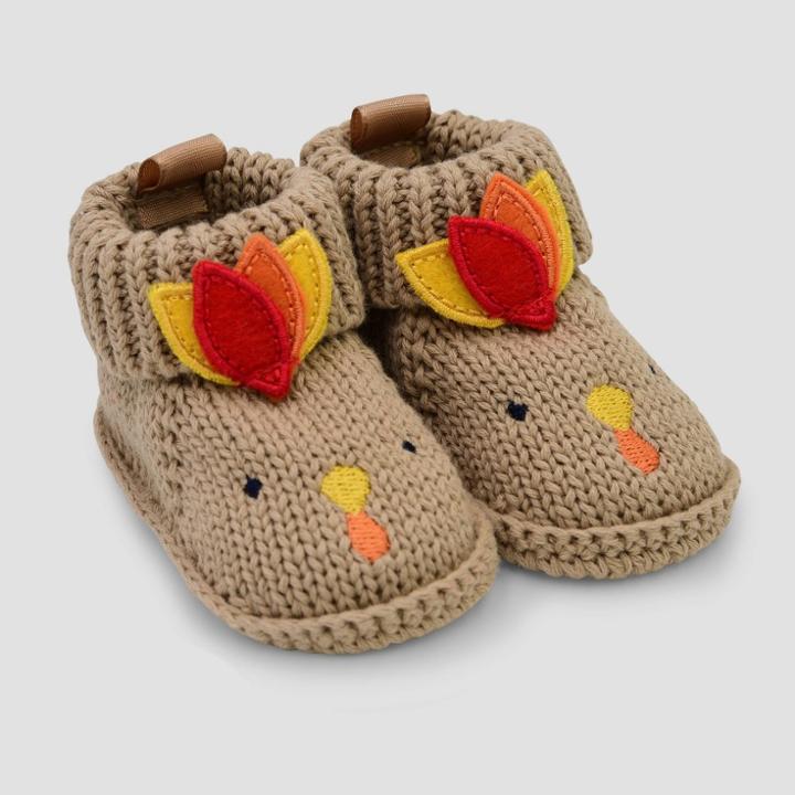 Baby Knit Turkey Bootie Slippers - Just One You Made By Carter's Tan Newborn, Kids Unisex, Beige