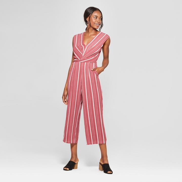 Women's Striped Wrap Jumpsuit - Lots Of Love By Speechless (juniors') Wine
