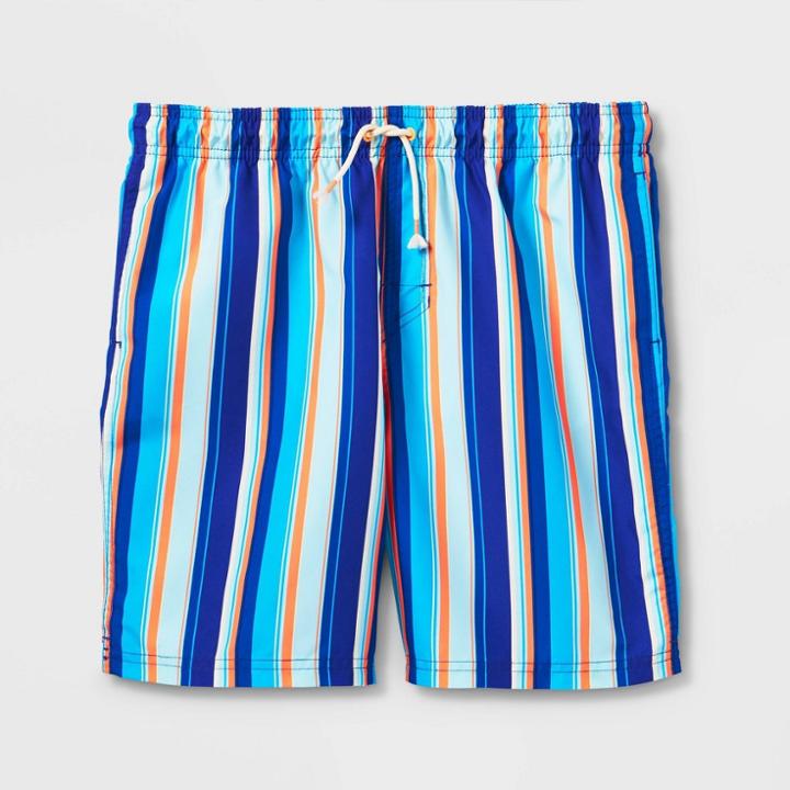 Plusboys' Striped Swim Shorts - Art Class L Husky, Blue/blue/orange