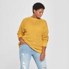 Women's Plus Size Open Stitch Pullover - Ava & Viv Gold