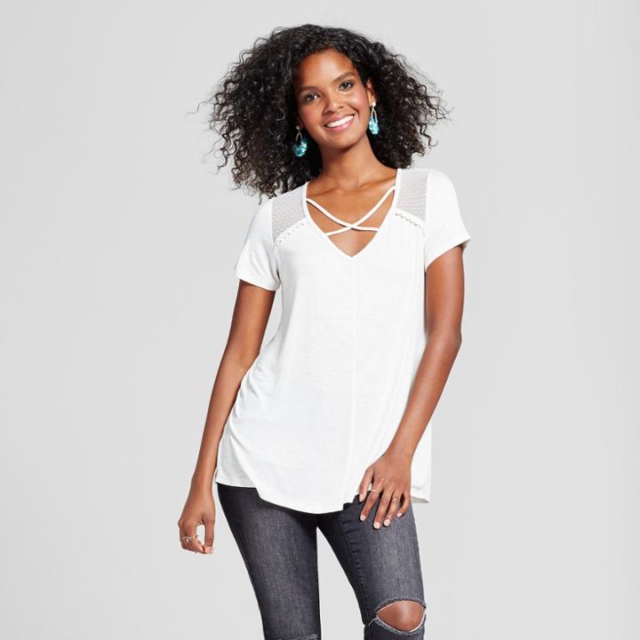 Women's Cross-front T-shirt - Xhilaration (juniors') Ivory