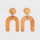 U Shape Wood Drop Earrings - Universal Thread Rust, Women's, Brown