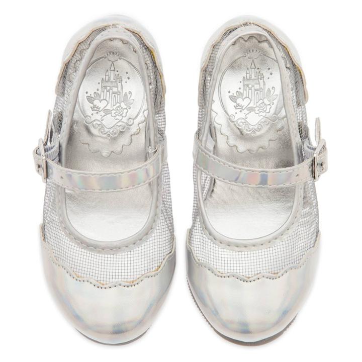 Girls' Disney Princess Mary Jane Flats - Silver 10 - Disney