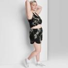 Women's Plus Size High-rise Dolphin Shorts - Wild Fable Black Tie-dye
