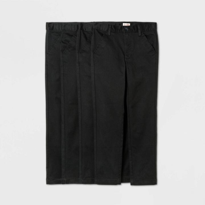 Boys' 4pk Flat Front Stretch Uniform Chino Pants - Cat & Jack Black