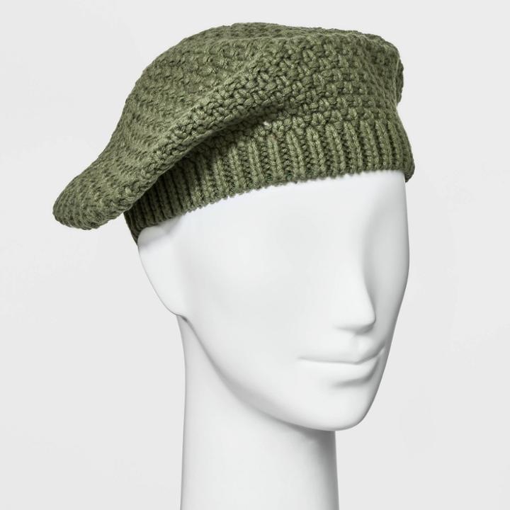 Women's Knit Beret - Universal Thread Olive, Green