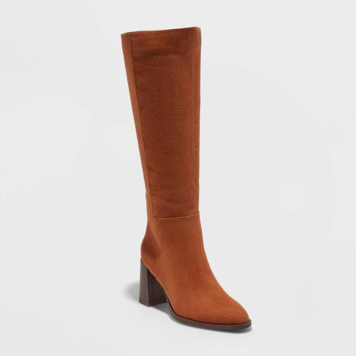 Women's Eve Tall Dress Boots - A New Day Cognac