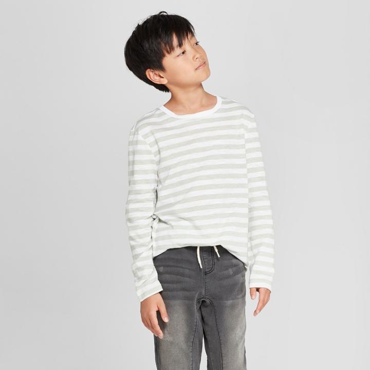 Boys' Long Sleeve Stripe T-shirt - Art Class Green