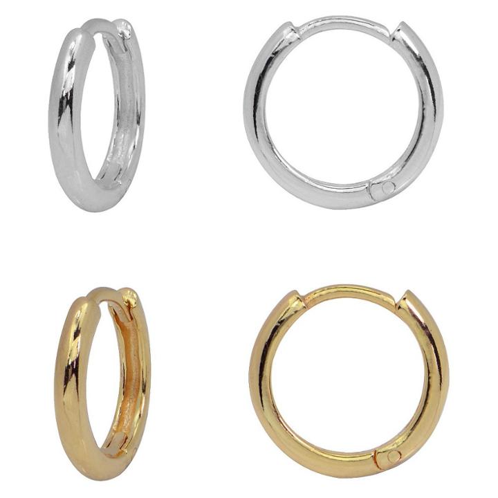 Distributed By Target Women's Gold Over Silver Two Tone Endless Hoop Earring Set,