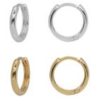 Distributed By Target Women's Gold Over Silver Two Tone Endless Hoop Earring Set,