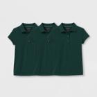 Girls' 3pk Short Sleeve Pique Uniform Polo Shirt - Cat & Jack Dark Green