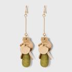Semi-precious Lemon Green Agate Stone And Worn Gold Shapes Drop Earrings - Universal Thread Green