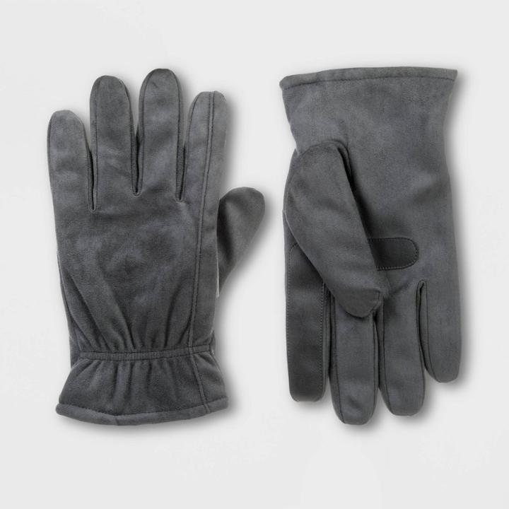 Isotoner Men's Microsuede Gloves - Gray