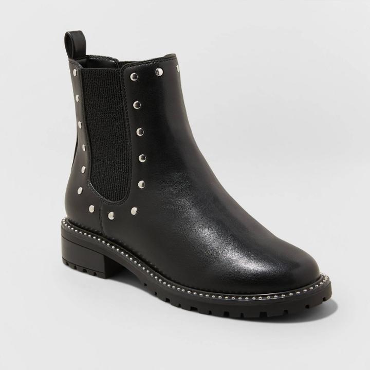 Women's Sasha Studded Chelsea Boots - A New Day Black
