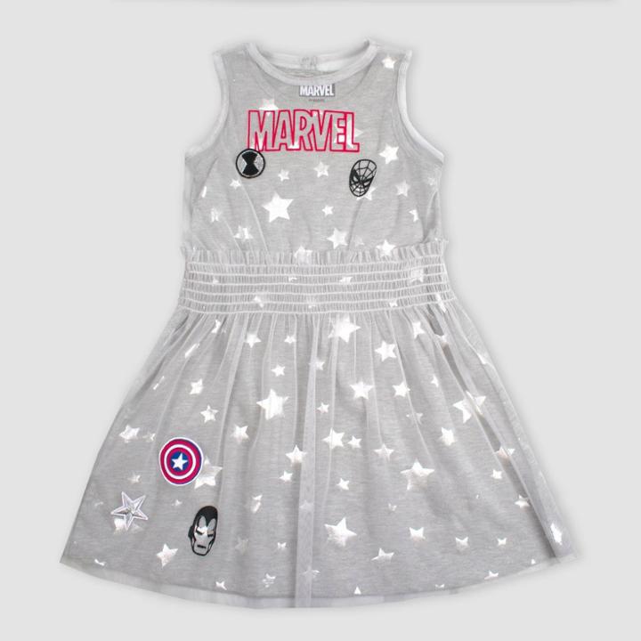 Toddler Girls' Marvel Avengers Mesh Overlay Dress - Gray