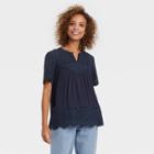 Women's Short Sleeve Eyelet Shirt - Knox Rose Light Navy