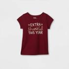 Toddler Girls' Adaptive Extra Thankful Short Sleeve T-shirt - Cat & Jack Burgundy