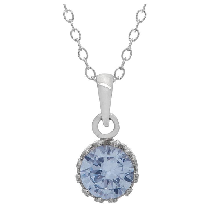 5/6 Tcw Tiara Aquamarine Crown Pendant In Sterling Silver, Women's