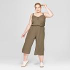 Women's Plus Size Button Front Jumpsuit - Universal Thread Olive X, Green