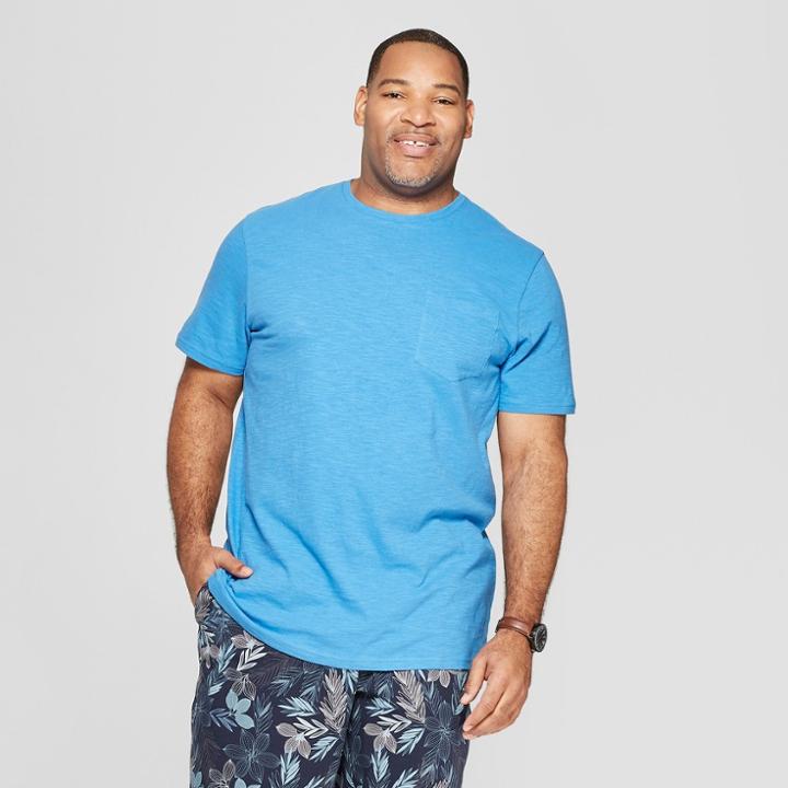 Men's Tall Regular Fit Short Sleeve Crew T-shirt - Goodfellow & Co Blue Raindrop
