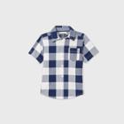 Oshkosh B'gosh Toddler Boys' Short Sleeve Checks Woven Button-down Shirt - Navy