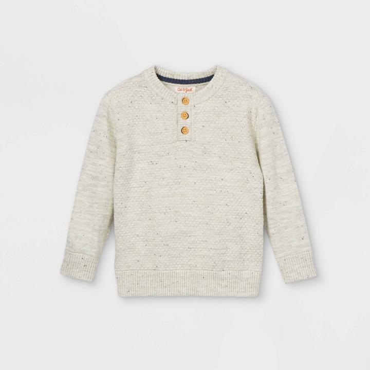 Toddler Boys' Knit Henley Pullover Sweater - Cat & Jack Heather Gray