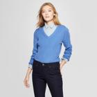 Women's V-neck Ribbed Pullover Sweater - A New Day Blue